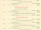 A trip itinerary for the President during his tour of the Pacific Coast; has specific departure and arrival times for the days between Tuesday, April 14th, 1891 to May 18th, 1891; also contains the distance between stations and population of those areas; the back cover contains a fold-out map of the United States with trip route; writing on the front cover is in gold with the US seal in gold at the top; all writing inside is in black ink except for the print of different dates which are in red ink; bound together by a piece of white twine; top, right-hand corner dirty; several dirt spots on back side. On front cover: 