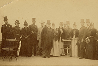 The President, Mrs. Harrison & Party / On the Parapet of Sutro Heights, April 27th 1891. at bottom center. 