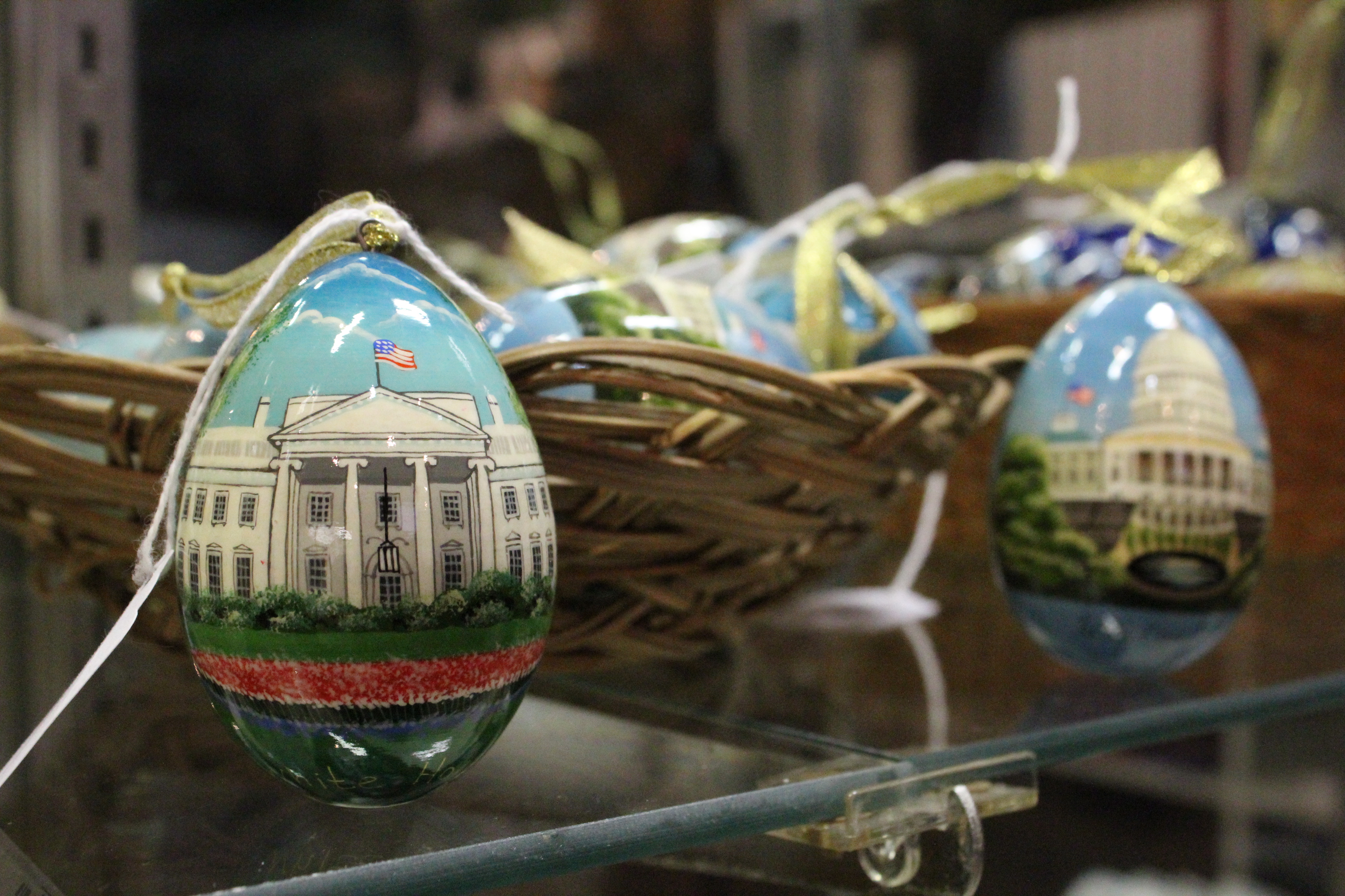 Eggs painted with images of Washington D.C.