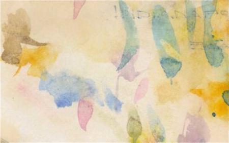 This is a close up from the piece of paper on which the illustration was made. The artist has droppings of water colors here, likely used to as a test.